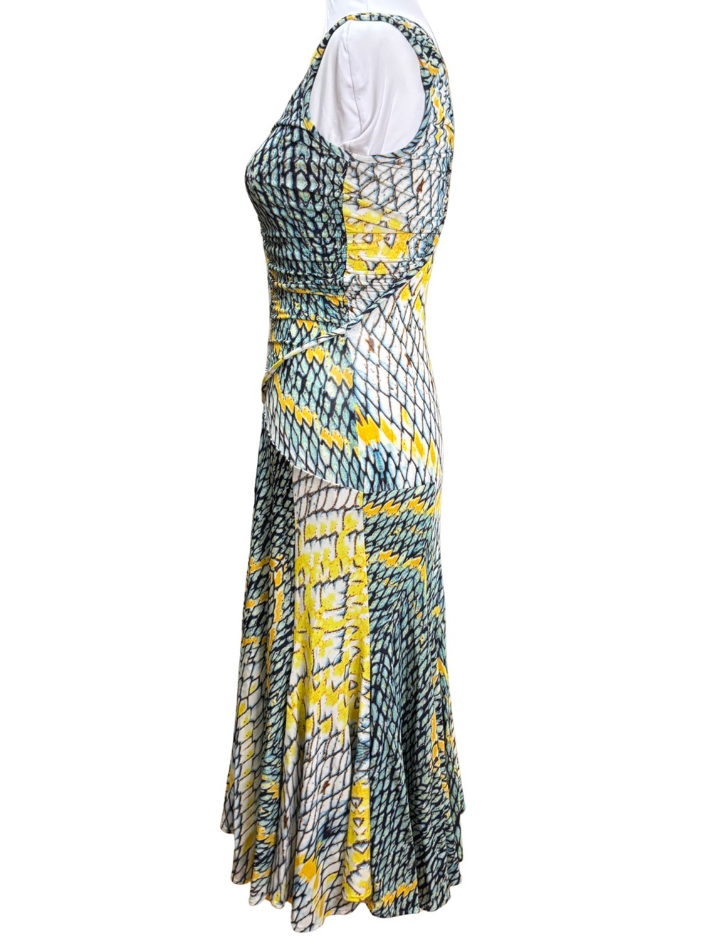 Just Cavalli Roberto Cavalli SS2008 Printed Ruched Corset Midi Dress Sz 40 - Picture 6 of 7